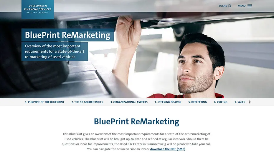 Webseite für VW Bank